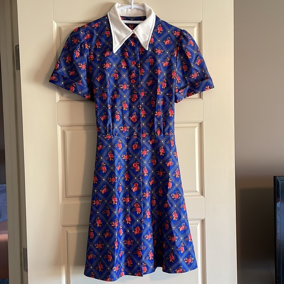 Dresses & Skirts - Vintage 1970s 👗 blue flowered button up collared dress
